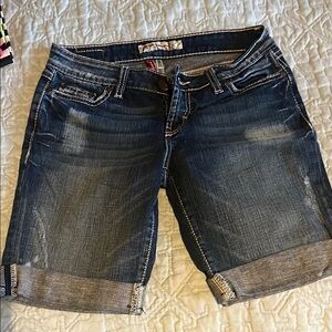 BKE Sabrina stretch Blue Jean Shorts with Distressed Cuffed Hem